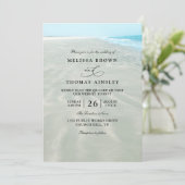 Invitation Rippled Sand Aqua Water Modern QR Code Wedding (Debout devant)
