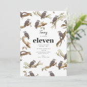 Invitation Rire Kookaburra Australian Eucalyptus Anniversaire (Debout devant)