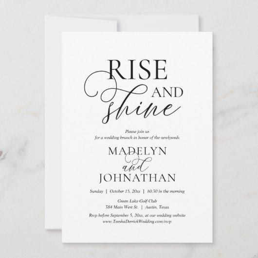 Invitation Rise and Shine, mariage de la poste Fête de Brunch (Devant)