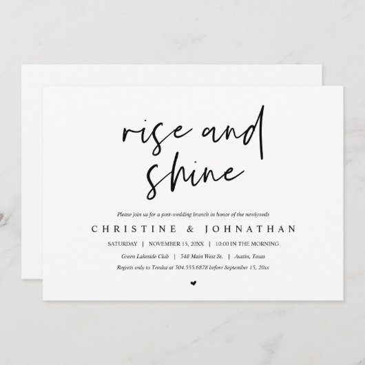 Invitation Rise and Shine, post célébration mariage Invitatia (Devant / Derrière)