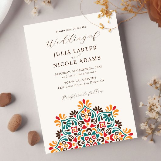 Invitation Rising Boho Fusion indienne Floral Mandala Mariage