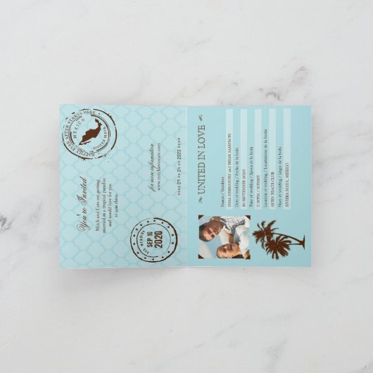 Invitation Riviera Maya Mexique Passeport | Mariage (Intérieur)