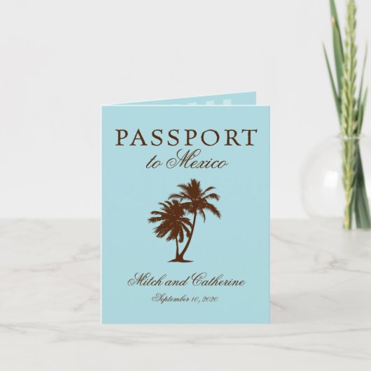 Invitation Riviera Maya Mexique Passeport | Mariage (Devant)