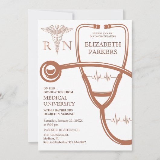 Invitation RN BSN Modern Nursing Graduation Party (Devant)