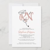 Invitation RN diplôme en soins infirmiers rose épingle d'or (Devant)