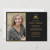 Invitation RN Graduation Party Photo Black Gold (Devant)