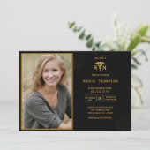 Invitation RN Graduation Party Photo Black Gold (Debout devant)