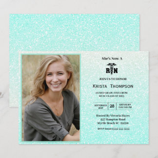Invitation RN Graduation Party Photo Mint Green Parties scint