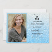 Invitation RN Graduation Party Photo Parties scintillant bleu (Devant)