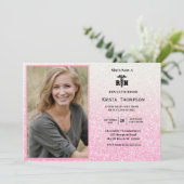 Invitation RN Graduation Party Photo Parties scintillant rose (Debout devant)