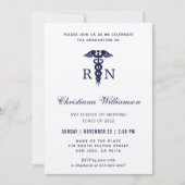 Invitation RN Infirmière inscrite Caduceus Graduation minimal (Devant)