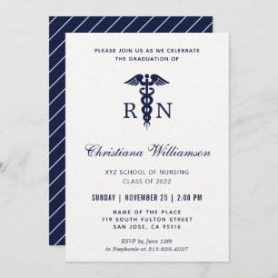 Invitation RN Infirmière inscrite Caduceus Graduation minimal