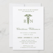 Invitation RN Infirmière inscrite Caduceus Graduation minimal (Devant)
