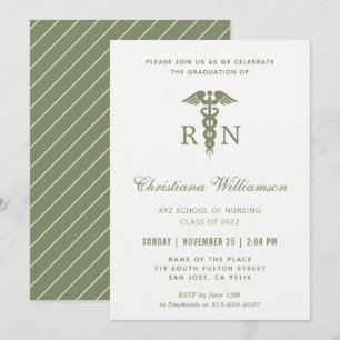 Invitation RN Infirmière inscrite Caduceus Graduation minimal