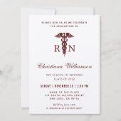 Invitation RN Infirmière inscrite Caduceus Graduation minimal (Devant)