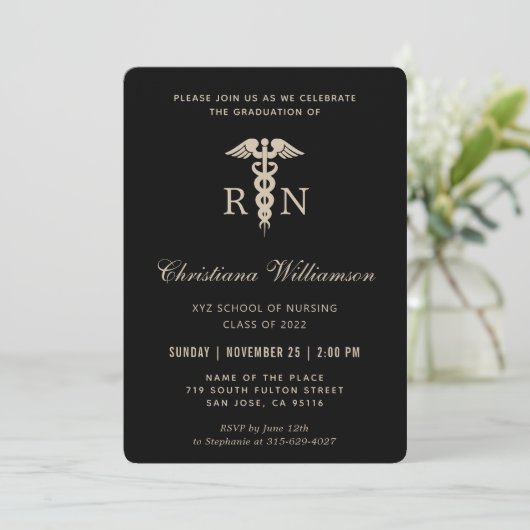 Invitation RN Infirmière inscrite Caduceus Graduation minimal (Debout devant)