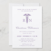 Invitation RN Infirmière inscrite Caduceus Graduation minimal (Devant)