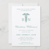Invitation RN Infirmière inscrite Caduceus Graduation minimal (Devant)