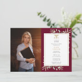 Invitation RN Nuring Graduation Burgundy Foliage Photo Invit (Debout devant)