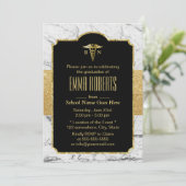 Invitation RN Nurse Graduation Party Élégant Marbre blanc (Debout devant)