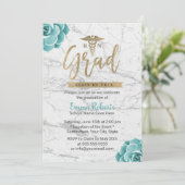 Invitation RN Nurse Graduation Party Floral Marbre blanc (Debout devant)