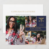 Invitation RN Nursing 3 Photo Collage Graduation Party Invita (Devant / Derrière)