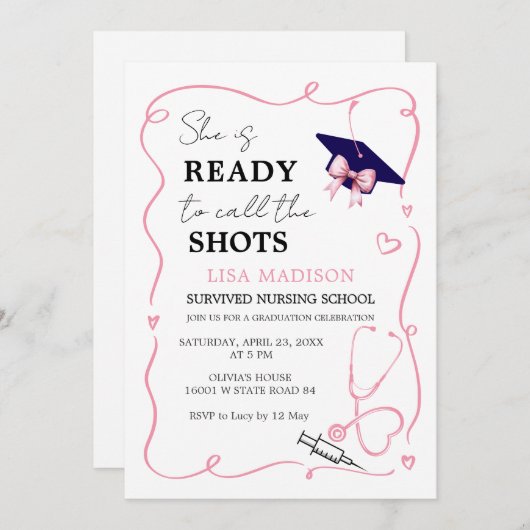 Invitation RN Soins infirmiers modernes Elle est prête à appe (Devant / Derrière)