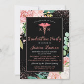 Invitation RN Soins infirmiers Rose Gold Floral (Devant)