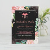 Invitation RN Soins infirmiers Rose Gold Floral (Debout devant)