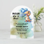 Invitation Roar C'Est Un Garçon T-Rex Dinosaur Baby shower Ar (Debout devant)
