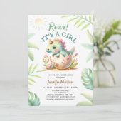 Invitation Roar C'est une fille mignonne Dino Dinosaur Baby s (Debout devant)