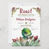Invitation Roar Cute Dinosaur bébé Garçon Aquarelle Douche (Devant)