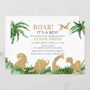 Invitation Roar Dinosaur Baby shower neutre de genre