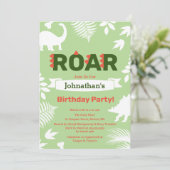Invitation Roar Dinosaur & Jungle Foliage Anniversaire (Debout devant)