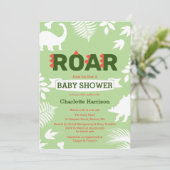 Invitation Roar Dinosaur & Jungle Foliage Baby shower (Debout devant)