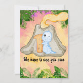 Invitation Roar Dinosaur Vulcano Thème Fille Garçon 1er Anniv (Dos)