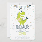 Invitation ROAR Dinosaure vert premier anniversaire (Devant)