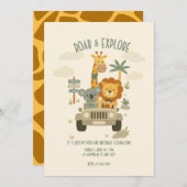 Invitation Roar & Explore – It's a Safari Birthday! (Devant / Derrière)