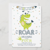 Invitation ROAR Green Dinosaur Anniversaire (Devant)