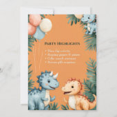 Invitation Roar Stomp Orange Little Dino Turning One Birthday (Dos)