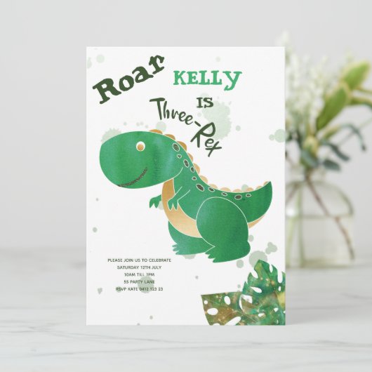 Invitation Roar, Trois Rex Cute Dinosaur (Debout devant)