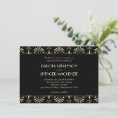 Invitation Roarin 20s Sepia Gold et Black Art Déco Mariage (Debout devant)