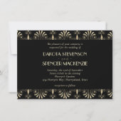Invitation Roarin 20s Sepia Gold et Black Art Déco Mariage (Devant)