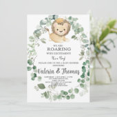 Invitation Roaring avec excitation Lion baby shower invitatio (Debout devant)