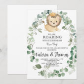 Invitation Roaring avec excitation Lion baby shower invitatio (Devant / Derrière)