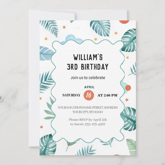 Invitation Roaring Dinosaur Birthday (Dos)