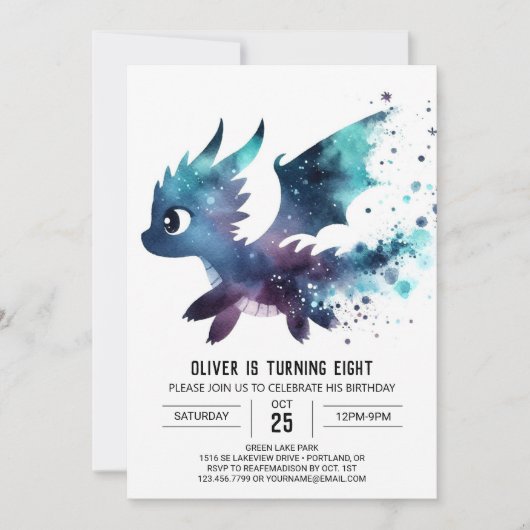 Invitation Roaring Dragon Anniversaire Personnalisé (Devant)