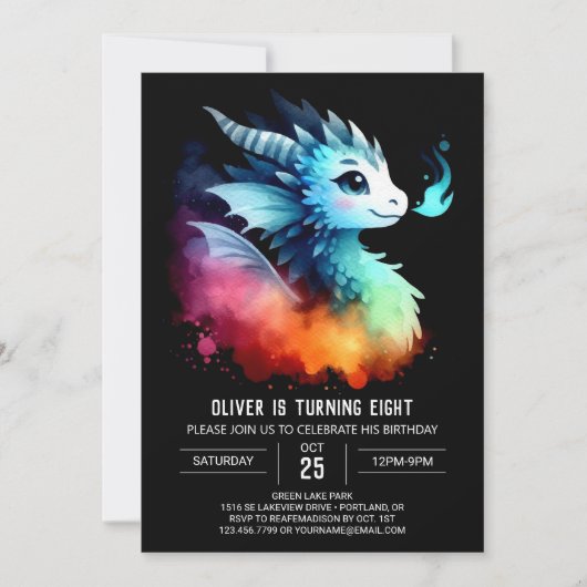 Invitation Roaring Dragon Birthday Personnalisable (Devant)