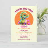 Invitation Roaring Good Times Dinosaur 1er anniversaire fête (Debout devant)