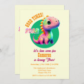 Invitation Roaring Good Times Dinosaur 4e fête d'anniversaire (Devant / Derrière)